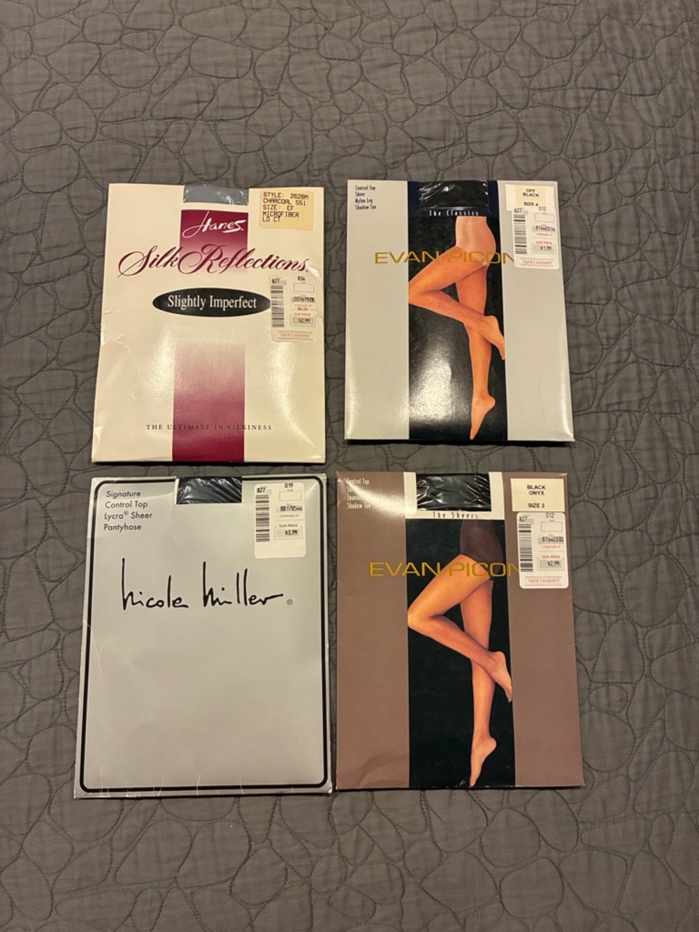 NWT Set of 4 Pantyhose- Nicole Miller, Evan-Picone, Hanes - XXL